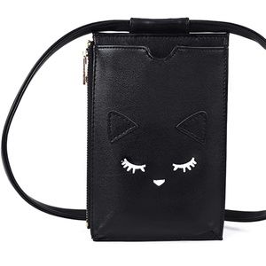 NEW Cute Black Cat Cell Phone Purse with Card Slots